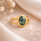 Vintage Oval Stone Double Band Ring