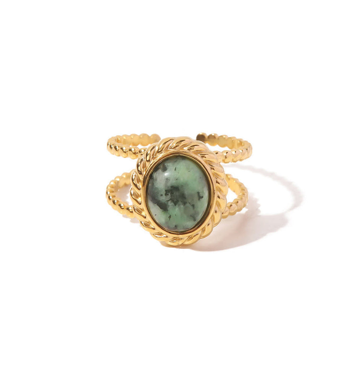Vintage Oval Stone Double Band Ring