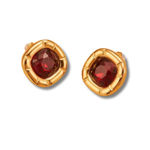 Vintage Cushion-Cut Gemstone Earrings